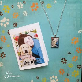 Dog Mom Pendant Necklace + Free Greeting Card